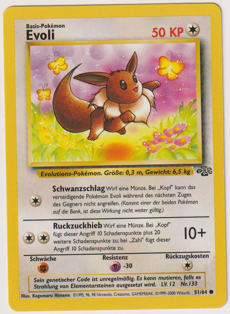 Pokemon TCG Eevee #51/064 Common (C) Non-Holo Deutsch 1999 – Bild 1