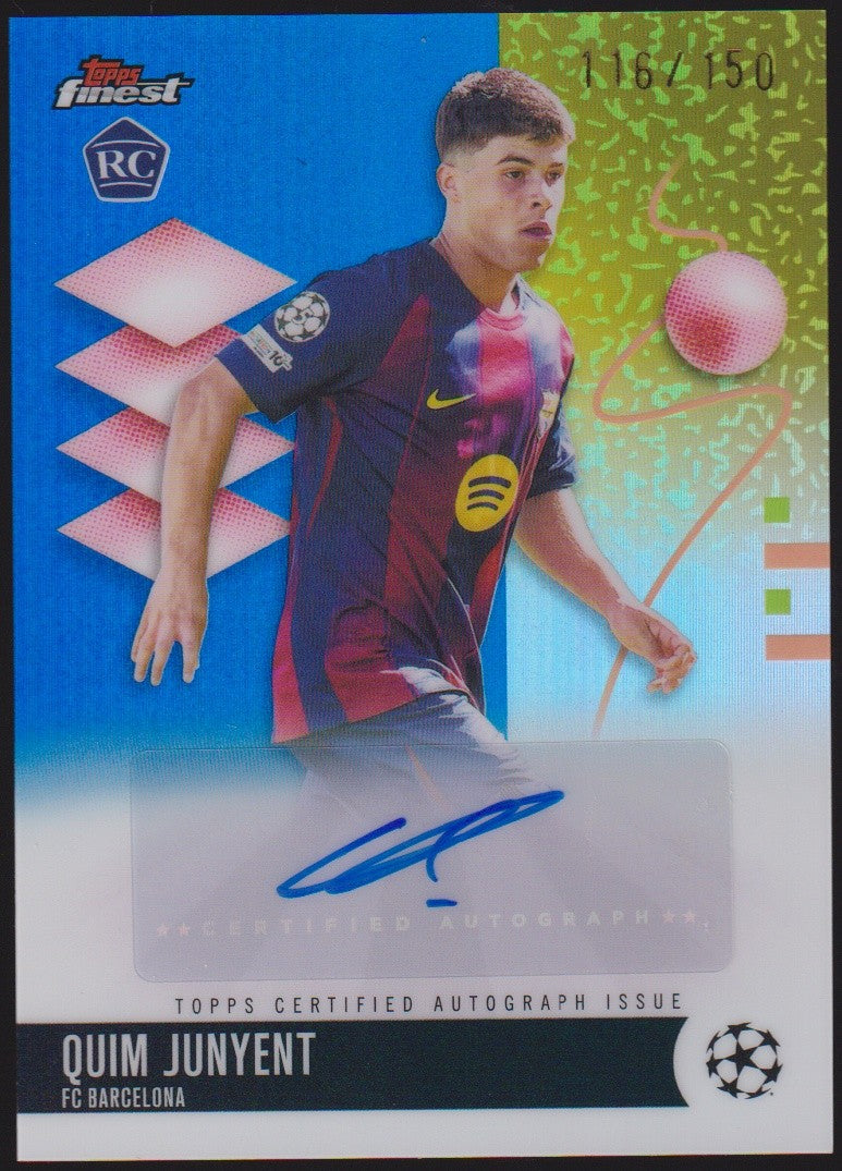 Topps Finest UCC 2025-26 Quim Junyent Auto Barcelona Parallel 116/150 Rookie – Bild 1