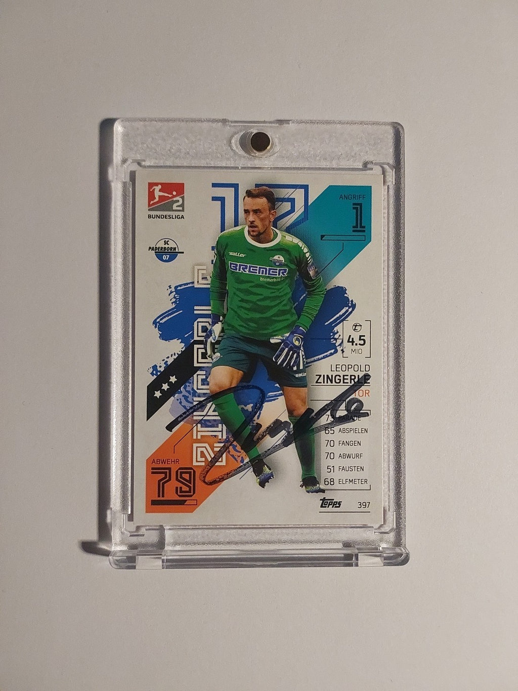 Topps Bundesliga 2021-22 Leopold Zingerle On Card Auto SC Paderborn Parallel Hit – Bild 1