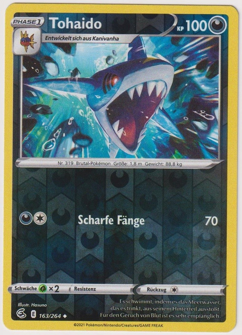 Pokemon TCG Sharpedo #163/264 Uncommon (U) Reverse Holo Deutsch 2021 – Bild 1