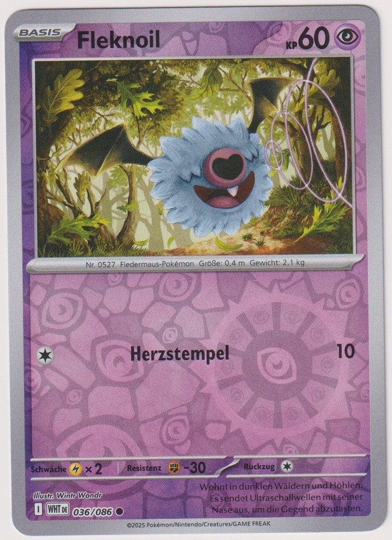 Pokemon TCG Woobat #36/086 Common (C) Reverse Holo Deutsch 2025 – Bild 1