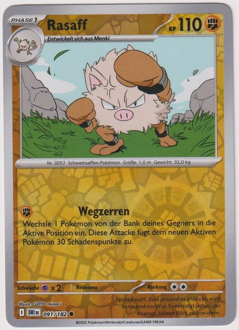 Pokemon TCG Primeape #91/182 Common (C) Reverse Holo Deutsch 2025 – Bild 1
