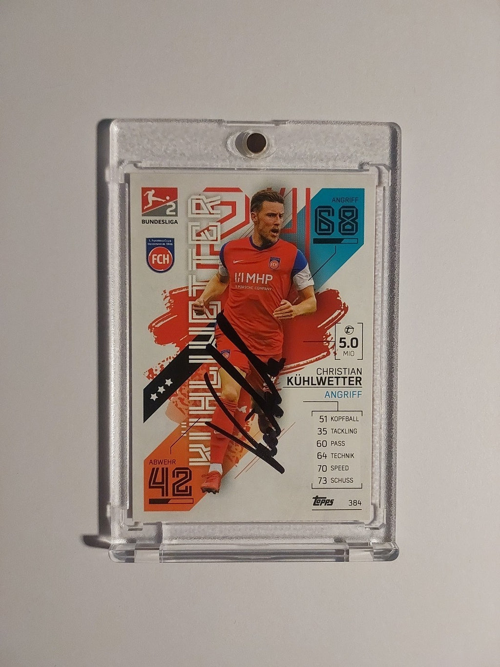 Topps Bundesliga 2021-22 Christian Kühlwetter On Card Auto Heidenheim Parallel – Bild 1
