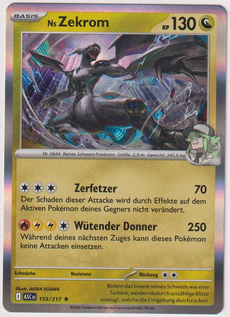 Pokemon TCG Ns Zekrom #155/217 Rare (R) Holo Deutsch 2026 – Bild 1