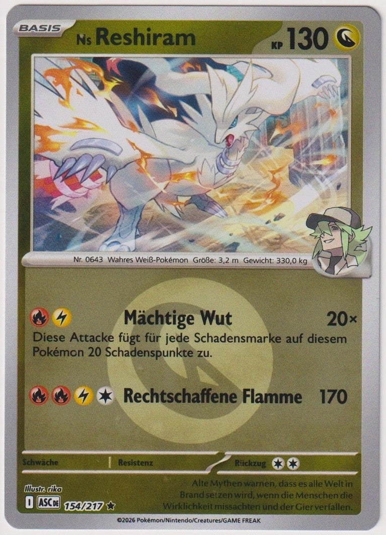 Pokemon TCG ns Reshiram #154/217 Rare (R) Reverse Holo Deutsch 2026 – Bild 1