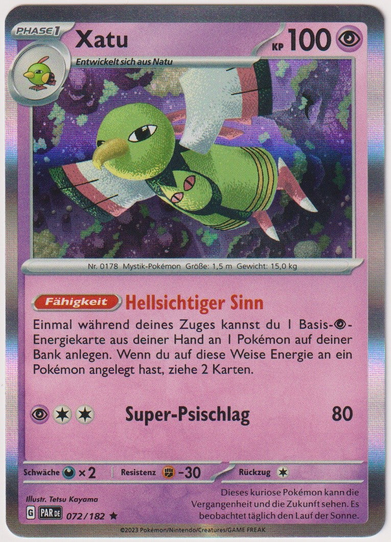 Pokemon TCG Xatu #72/182 Rare (R) Holo Deutsch 2023 – Bild 1