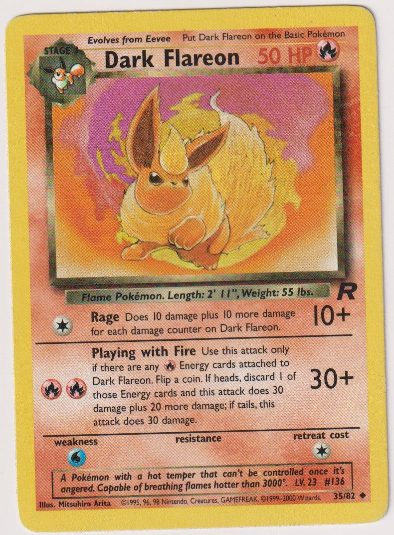 Pokemon TCG Dark Flareon #35/082 Uncommon (U) Non-Holo Englisch 1999 – Bild 1