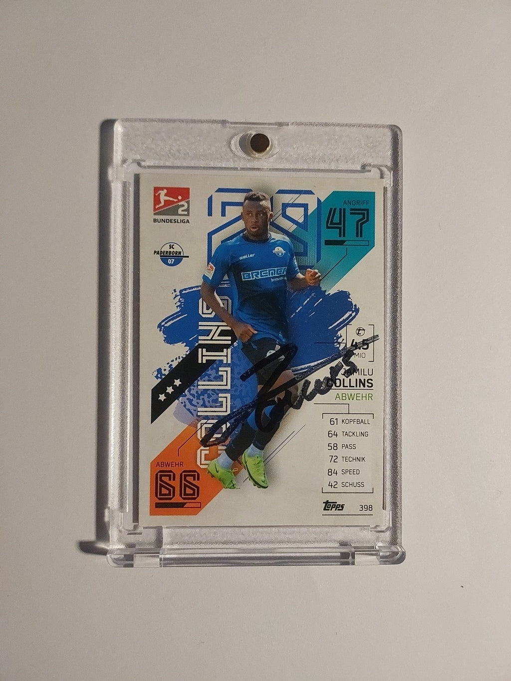 Topps Bundesliga 2021-22 Jamilu Collins On Card Auto SC Paderborn Parallel Hit – Bild 1