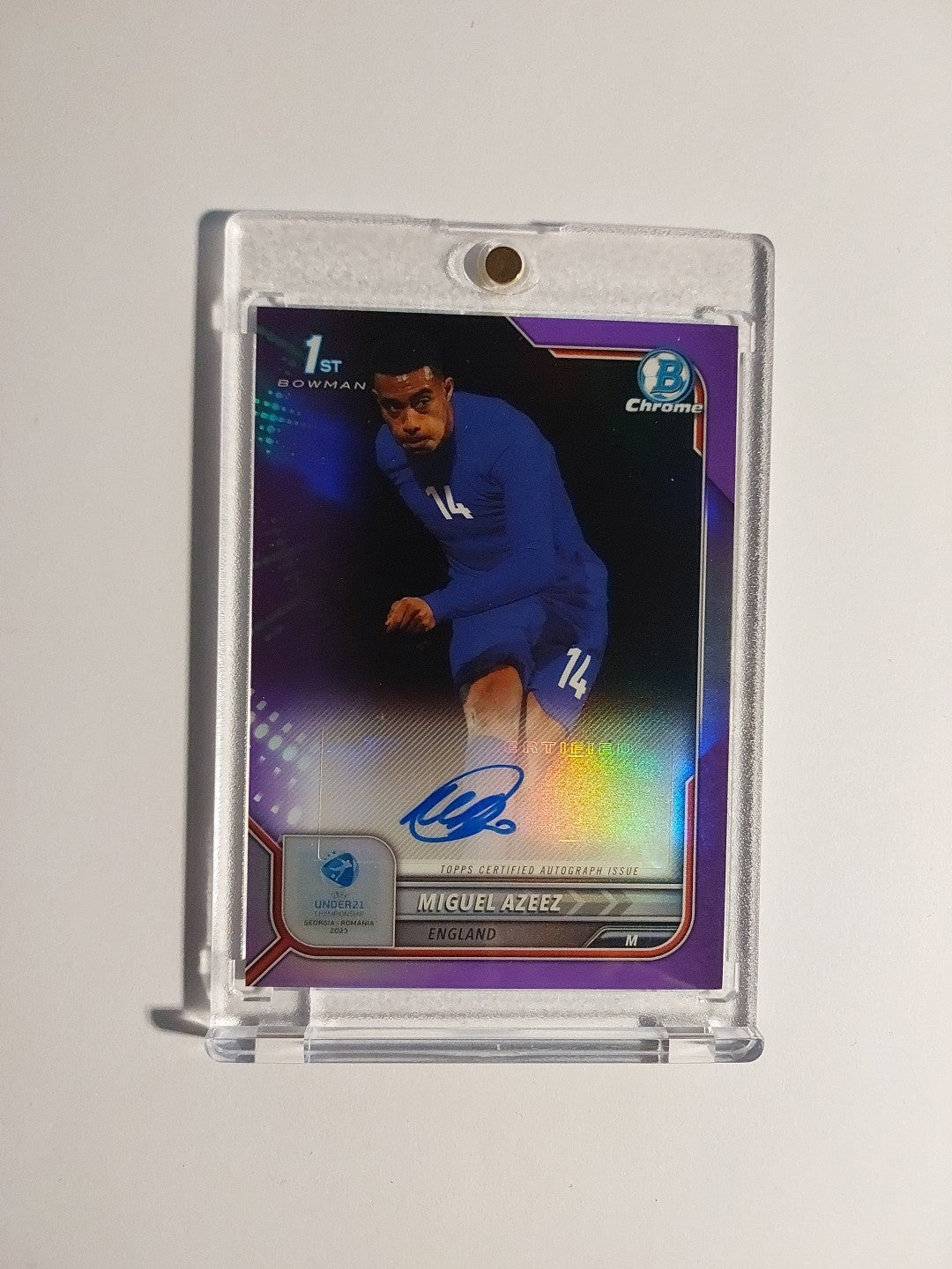 Topps Uefa Bowman U21 2022-23 Miguel Azeez England Arsenal Auto Parallel 118/250 – Bild 1