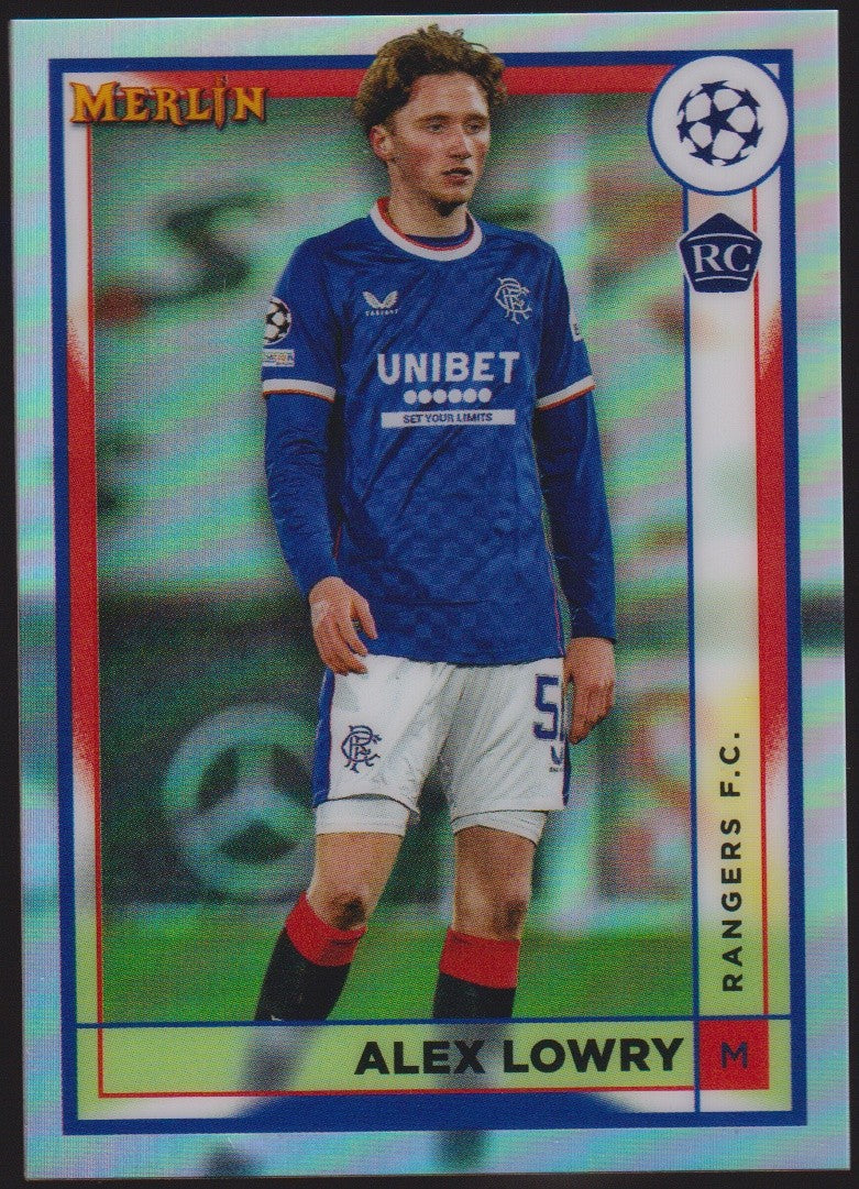 Topps Merlin 2022-23 Alex Lowry Rookie Rangers Champions League Parallel – Bild 1