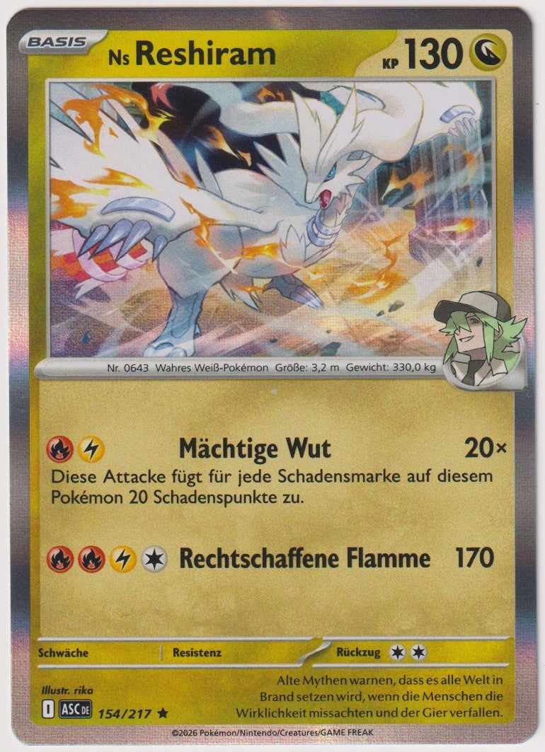 Pokemon TCG Ns Reshiram #154/217 Rare (R) Holo Deutsch 2026 – Bild 1