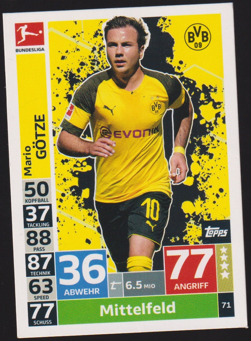 Topps Match Attax Trading Card Mario Götze Borussia Dortmund Bundesliga Parallel – Bild 1