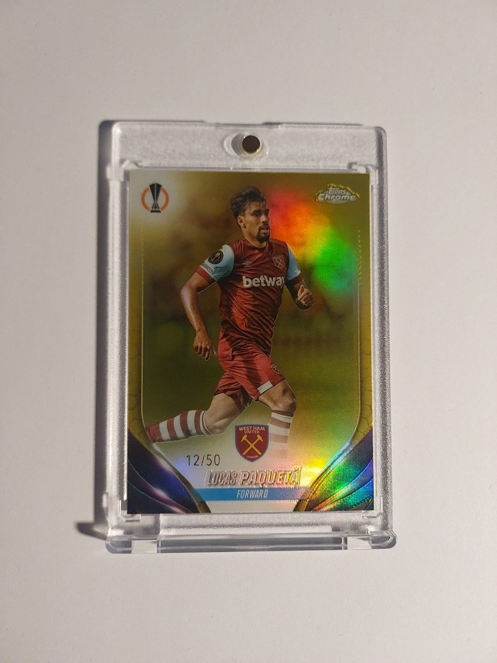 Topps UCC Chrome 2024-25 Lucas Paqueta West Ham United Parallel 12/50 Refractor – Bild 1