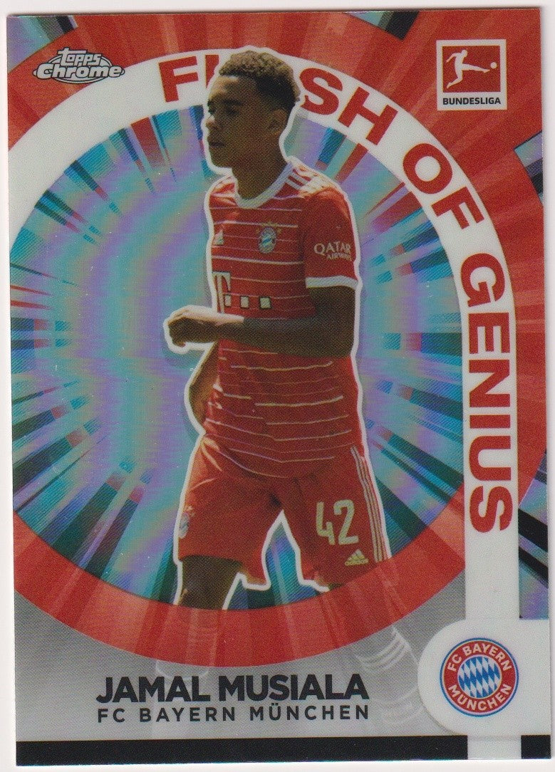 Topps Chrome 2023-24 Jamal Musiala FC Bayern München Parallel Rare Refractor – Bild 1