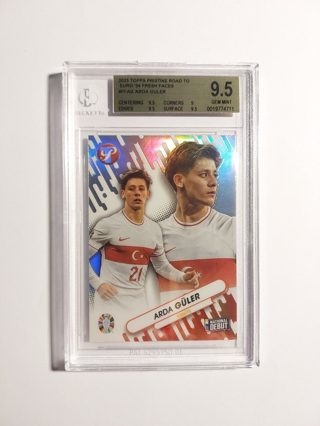 Topps Pristine Euro 2024 Arda Guler Türkiye Real Madrid Rookie BGS 9.5 PSA POP 1 – Bild 1