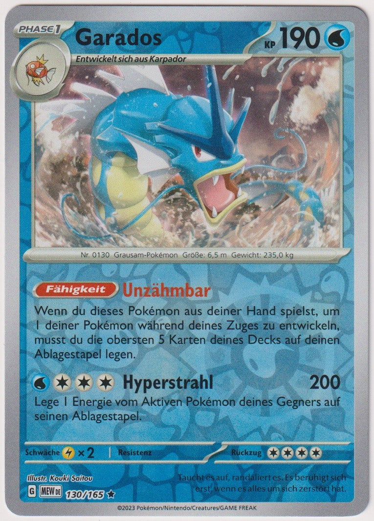 Pokemon TCG Gyarados #130/165 Rare (R) Reverse Holo Deutsch 2023 – Bild 1