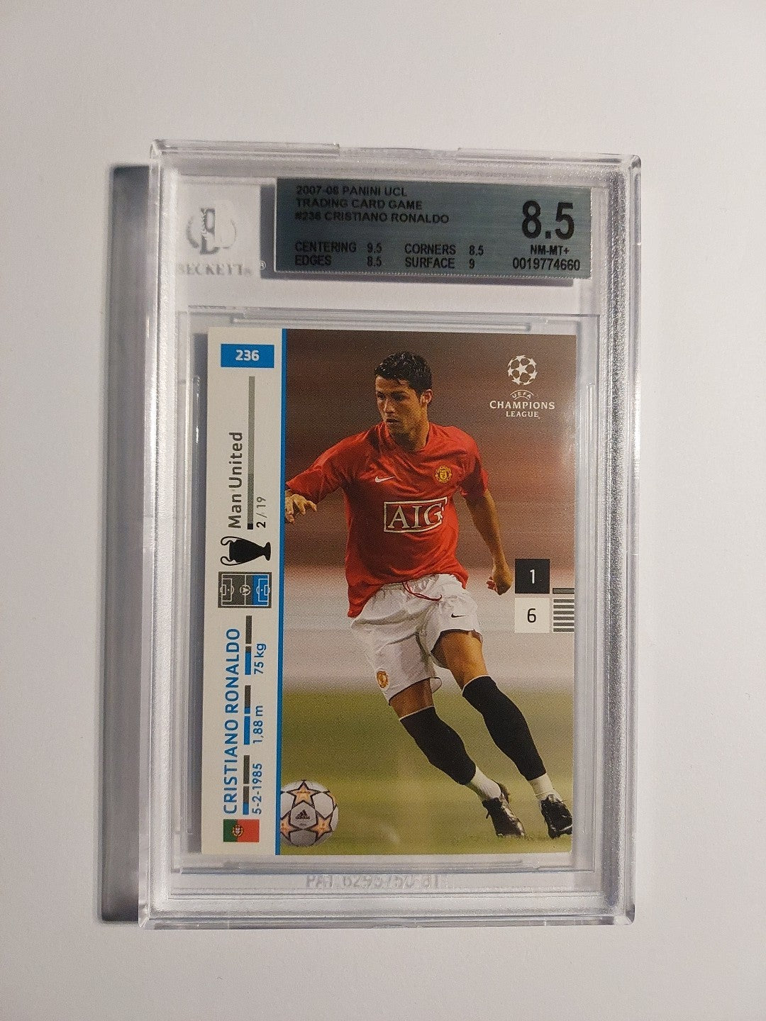 Panini Champions League 2007-08 Cristiano Ronaldo Manchester United BGS 8.5 PSA – Bild 1