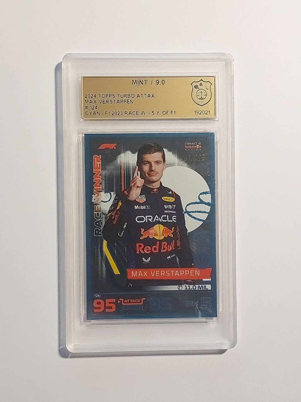 Topps Turbo 2024 Max Verstappen RB Racing F1 GSG 9 = PSA Parallel 281/299 Cyan – Bild 1