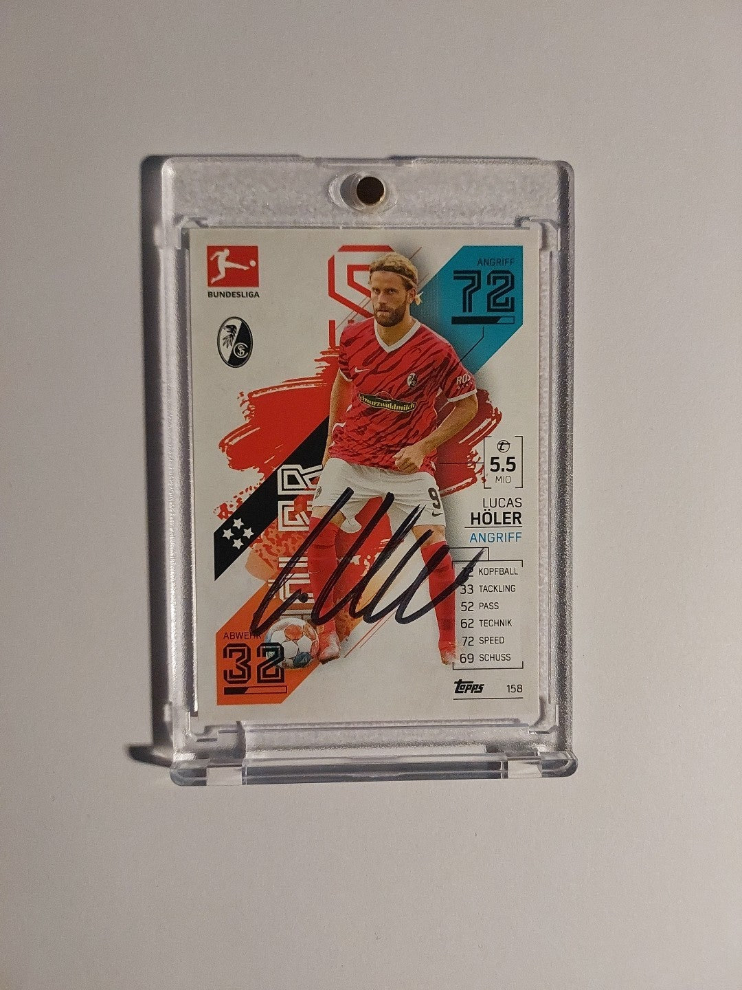 Topps Bundesliga 2021-22 Lucas Höler On Card Auto SC Freiburg Parallel Rare Hit – Bild 1