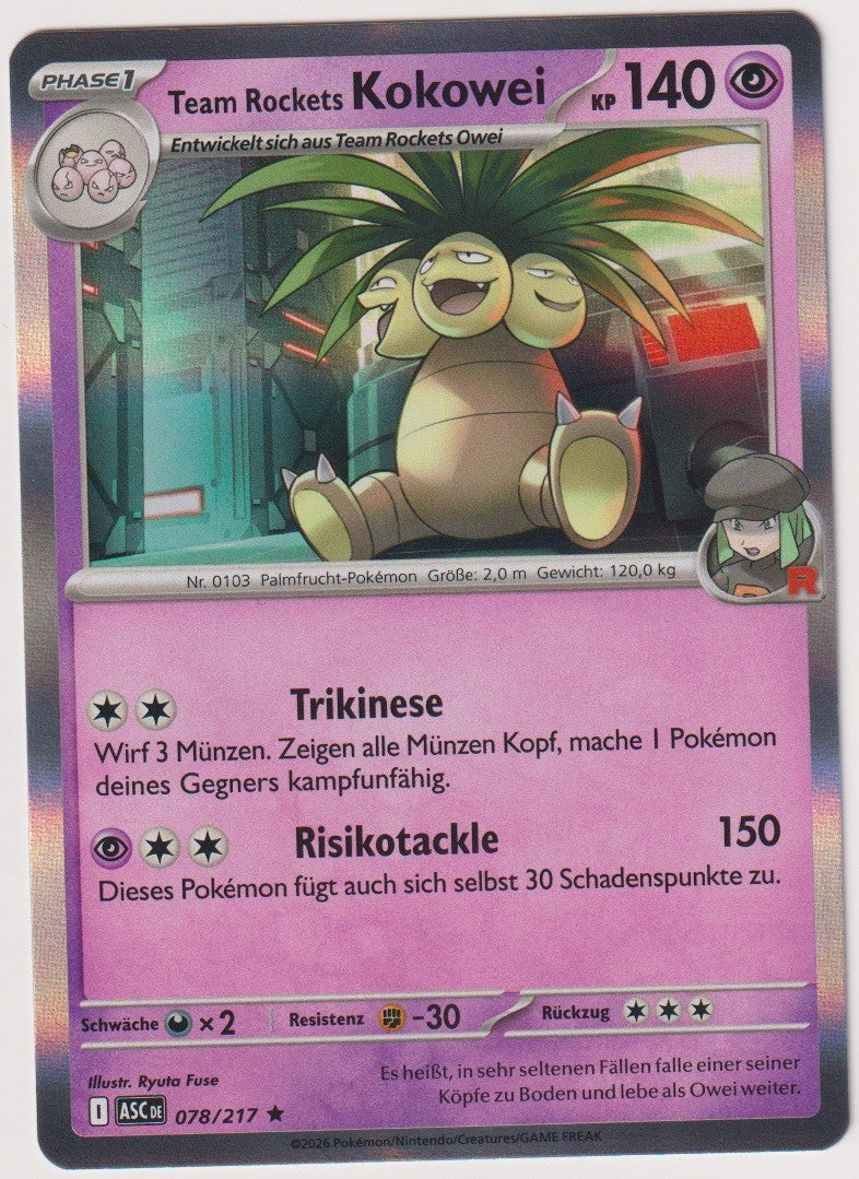 Pokemon TCG Team Rockets Exeggutor #78/217 Rare (R) Holo Deutsch 2026 – Bild 1