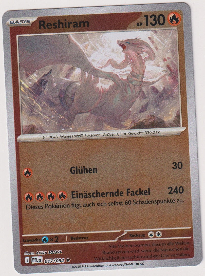 Pokemon TCG Reshiram #17/094 Rare (R) Reverse Holo Deutsch 2025 – Bild 1