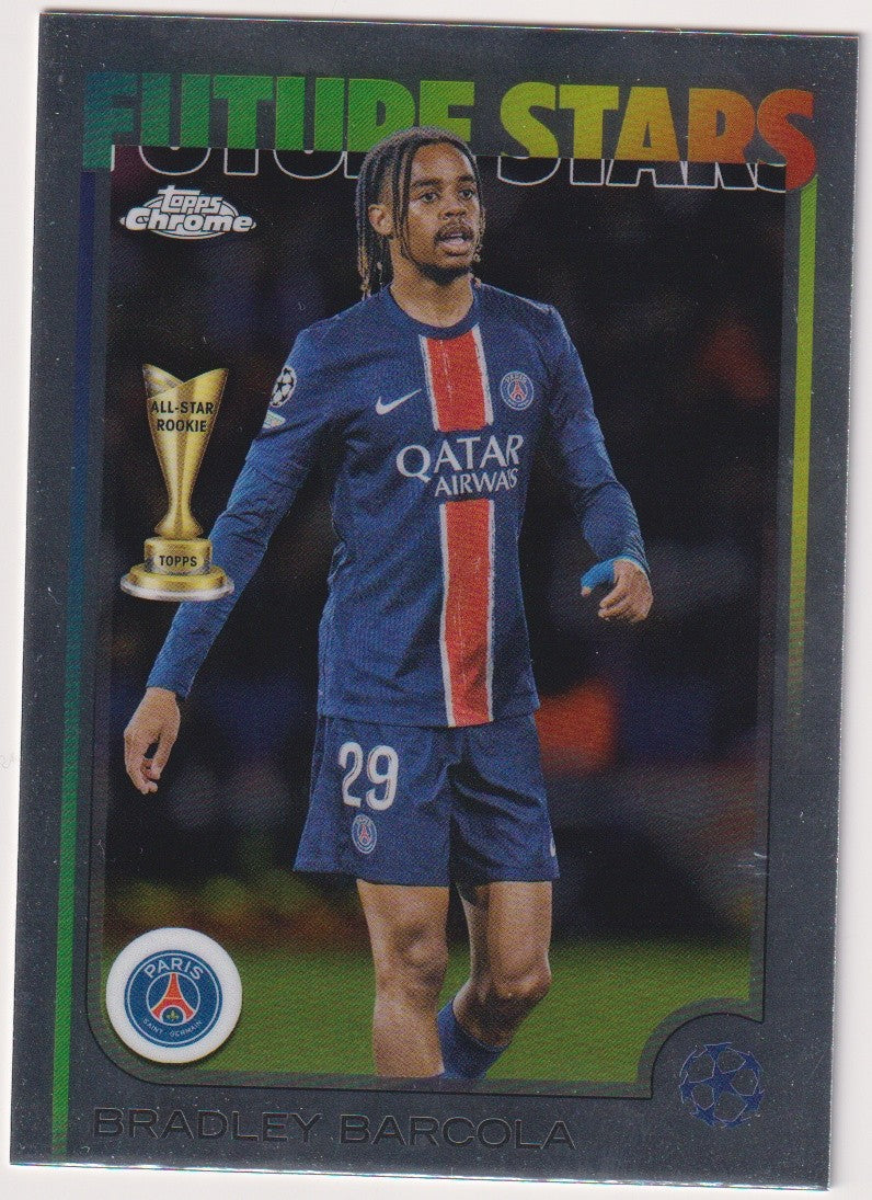Topps Chrome 2025-26 Bradley Barcola Rookie Paris Saint-Germain Parallel – Bild 1