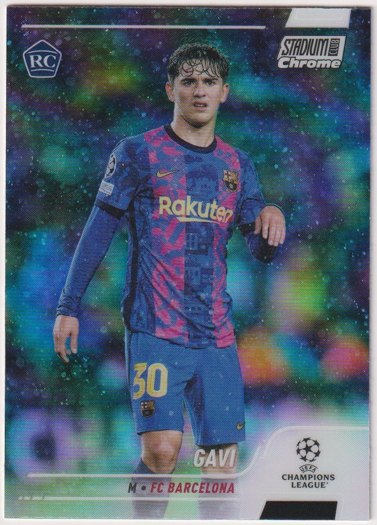 Topps Stadium Club Chrome 2021-22 Gavi Rookie FC Barcelona Parallel Refractor – Bild 1