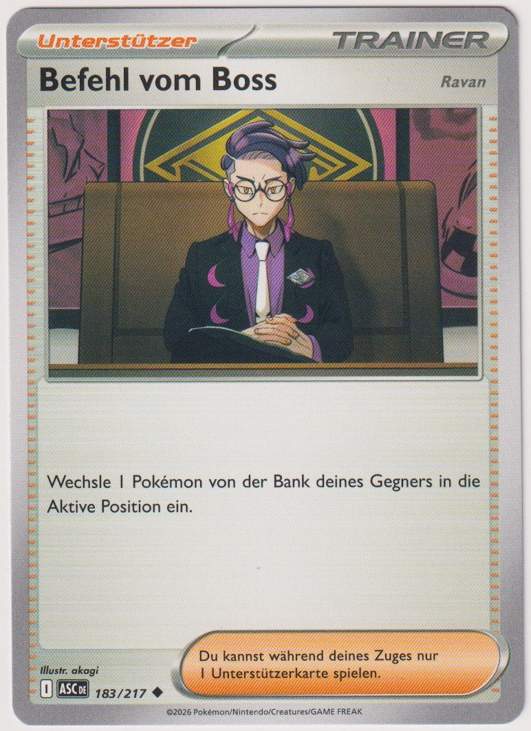 Pokemon TCG Boss Command #183/217 Uncommon (U) Deutsch 2026 – Bild 1