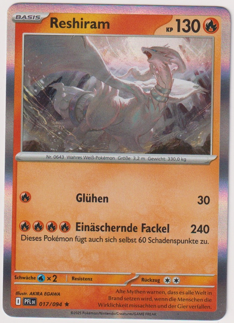 Pokemon TCG Reshiram #17/094 Rare (R) Holo Deutsch 2025 – Bild 1