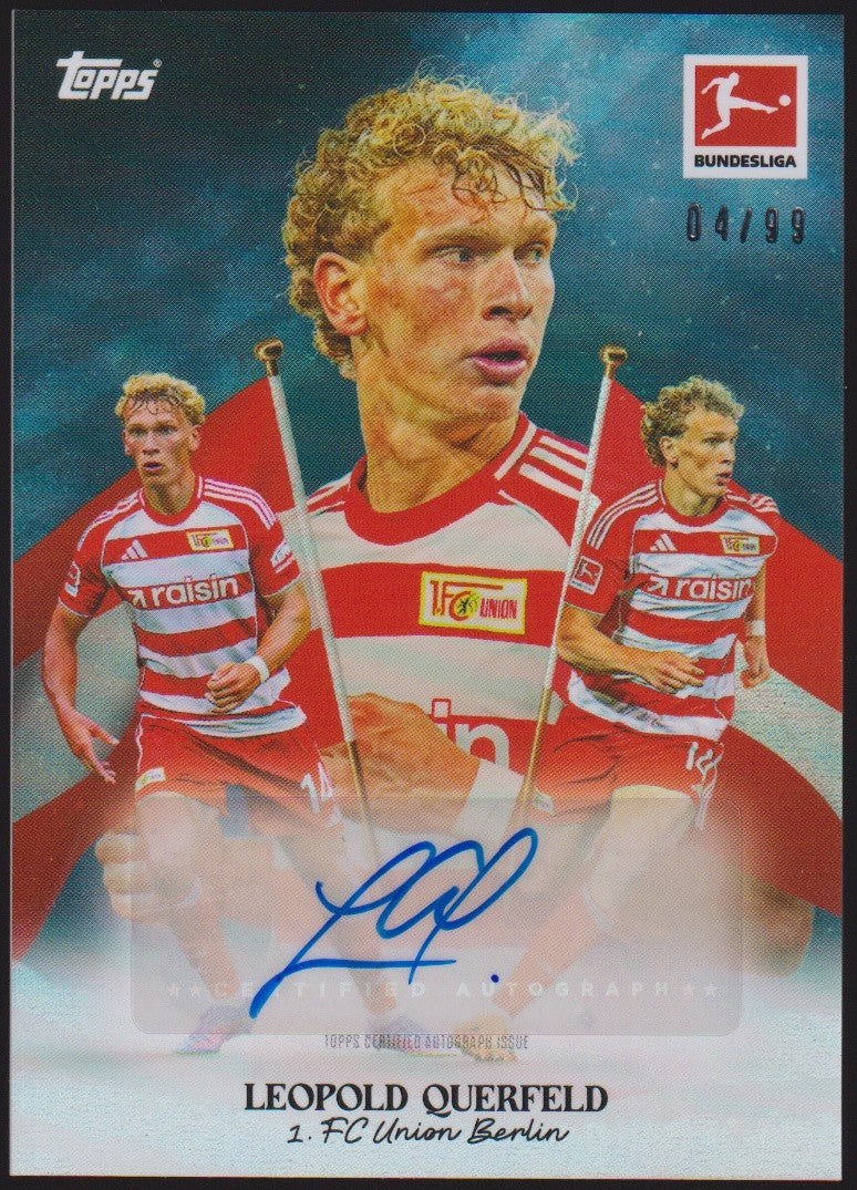Topps 2025-26 Leopold Querfeld Auto 1. FC Union Berlin Parallel 4/99 – Bild 1
