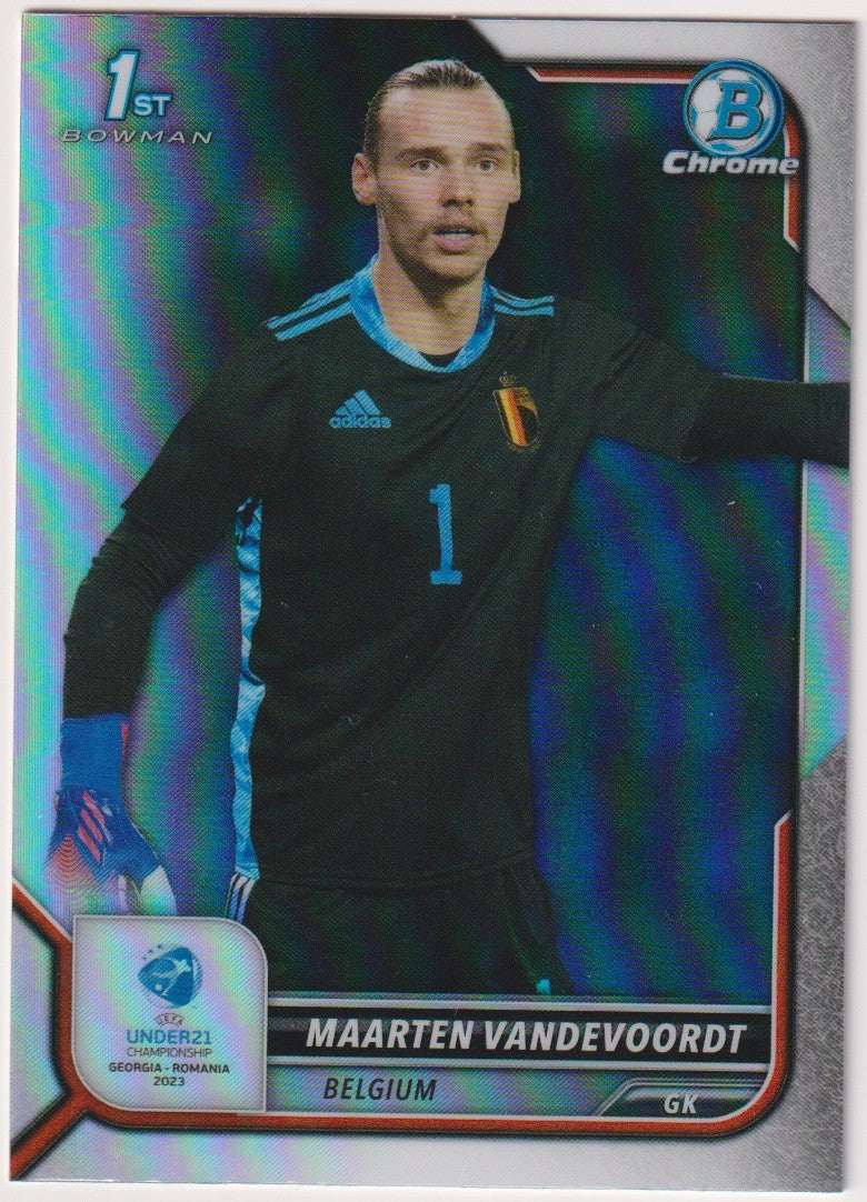 Topps Chrome 2022-23 Maarten Vandevoordt Belgien Bowman Parallel Refractor – Bild 1