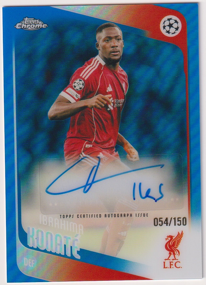Topps 2025-26 Ibrahima Konate Auto Liverpool FC Chrome Parallel 54/150 – Bild 1