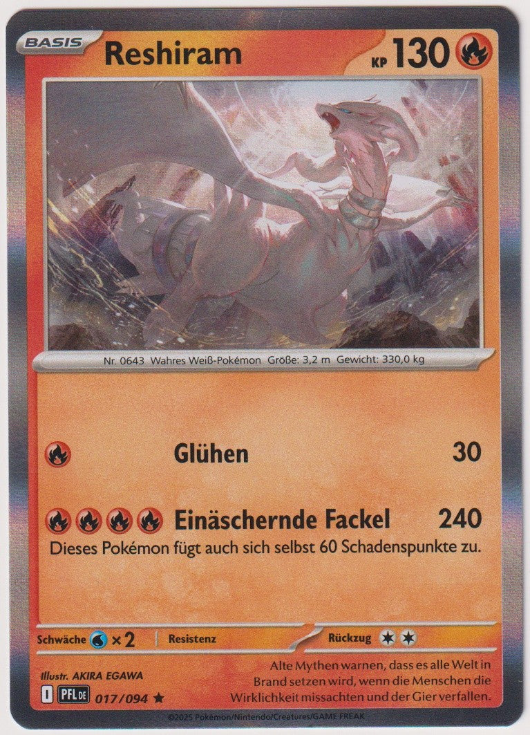 Pokemon TCG Reshiram #17/094 Rare (R) Holo Deutsch 2025 – Bild 1