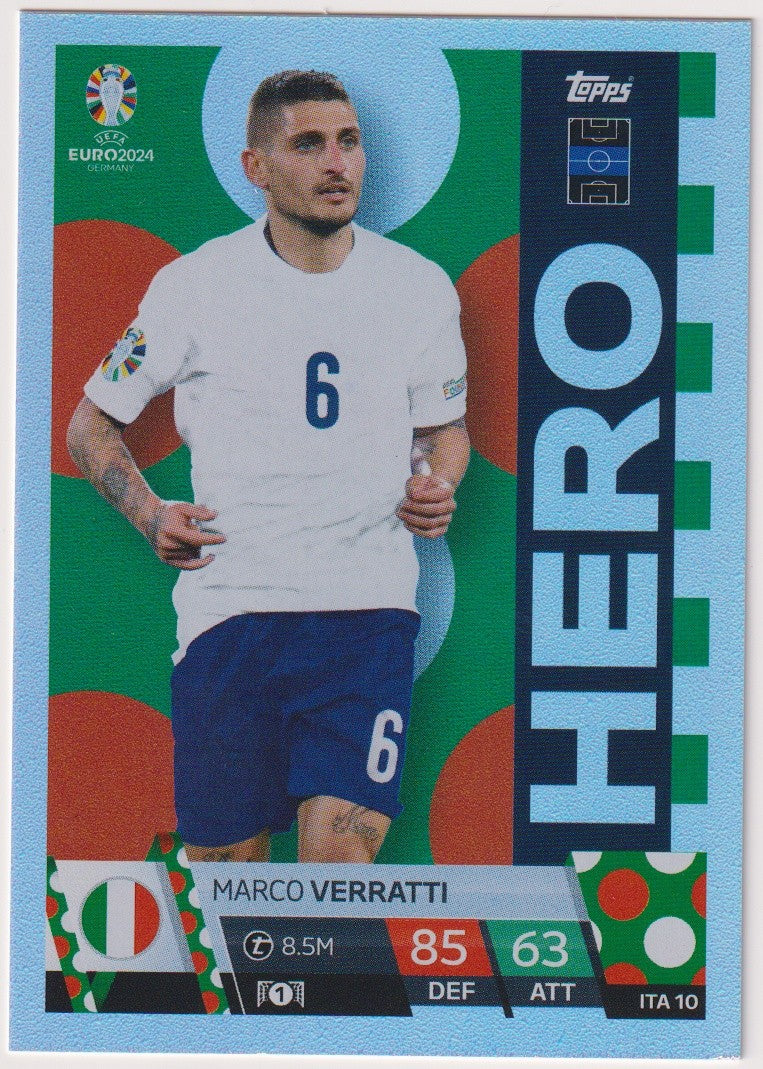 Topps Uefa Euro 2024 Marco Verratti Italien Hero Parallel Refractor – Bild 1