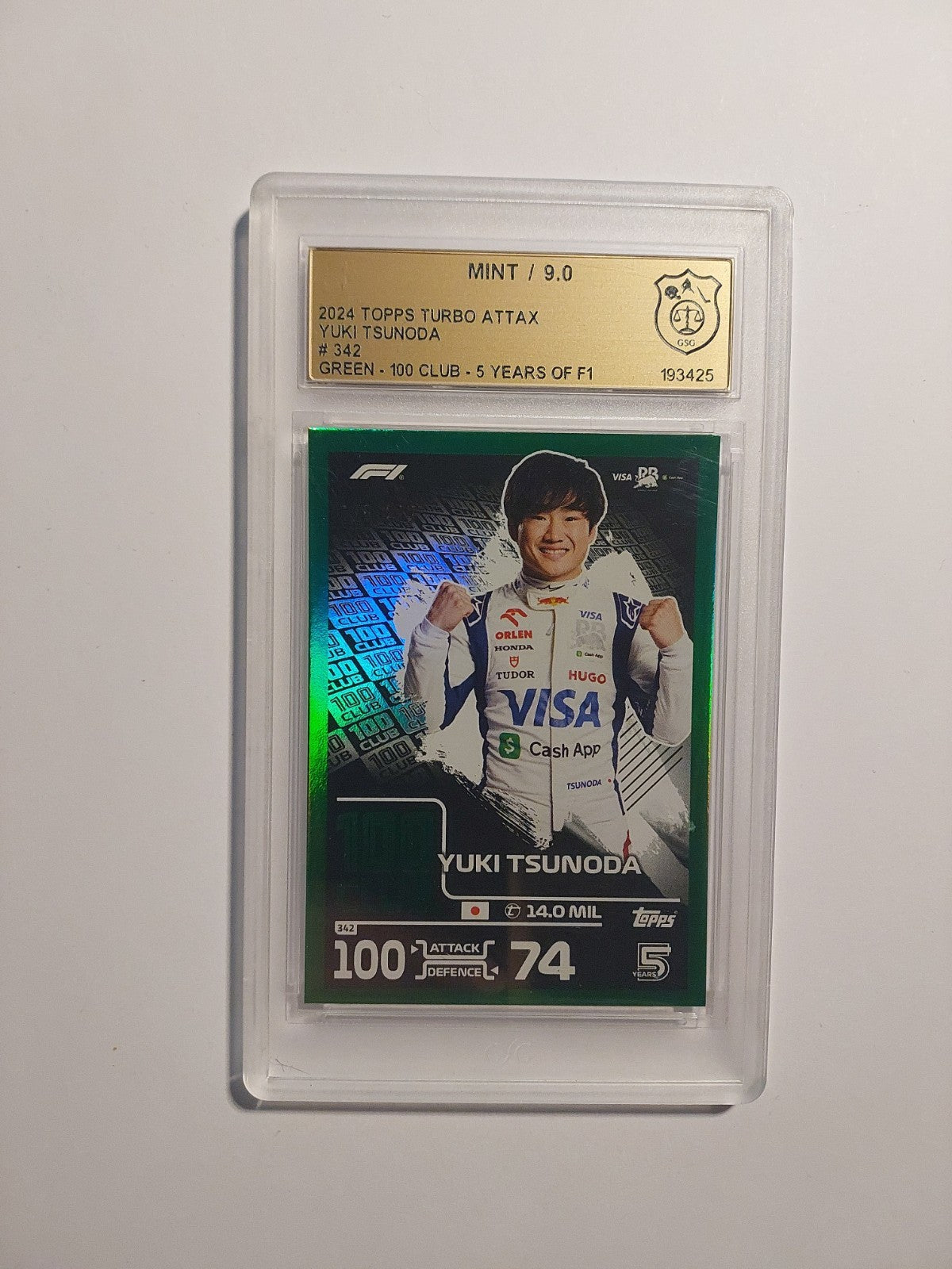 Topps Turbo 2024 Yuki Tsunoda RB Formel 1 GSG 9 = PSA Parallel 136/499 Club 100 – Bild 1