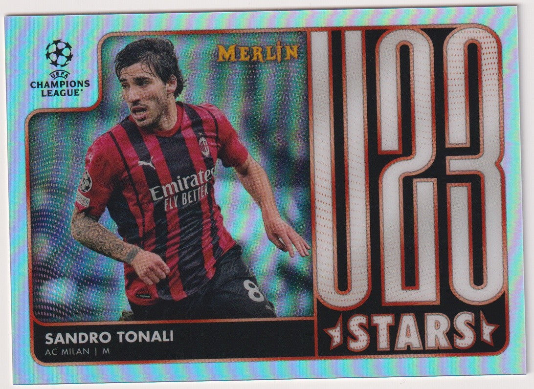 Topps U23 Stars 2021-22 Sandro Tonali AC Milan Parallel Refractor Nr. U23-11 – Bild 1