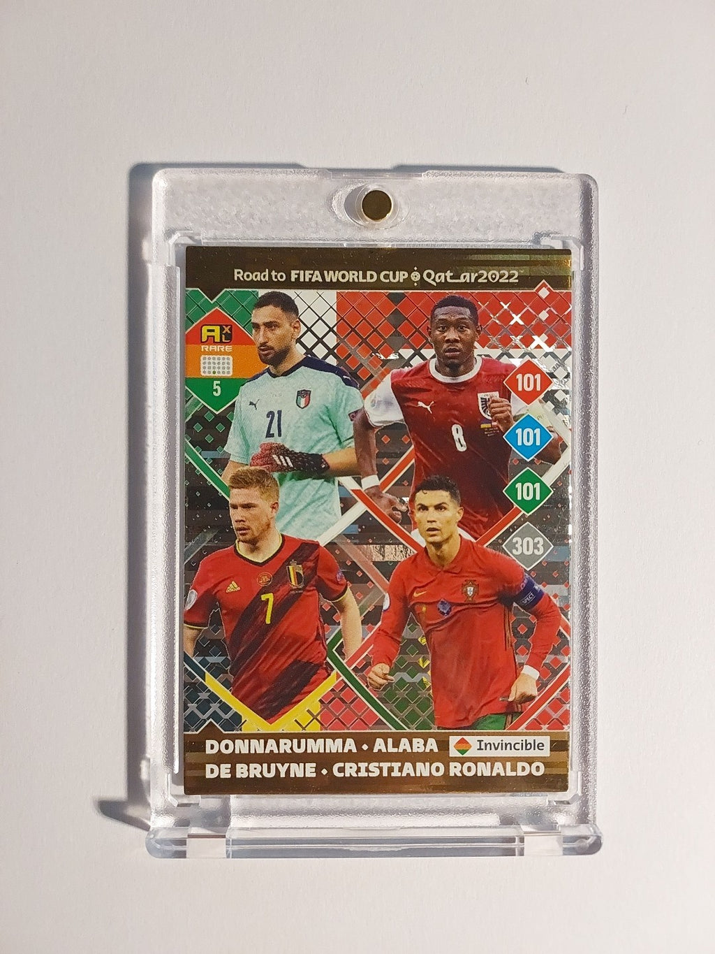 Panini Adrenalyn WM 2022 Ronaldo Alaba De Bruyne Invincible Parallel Refractor – Bild 1