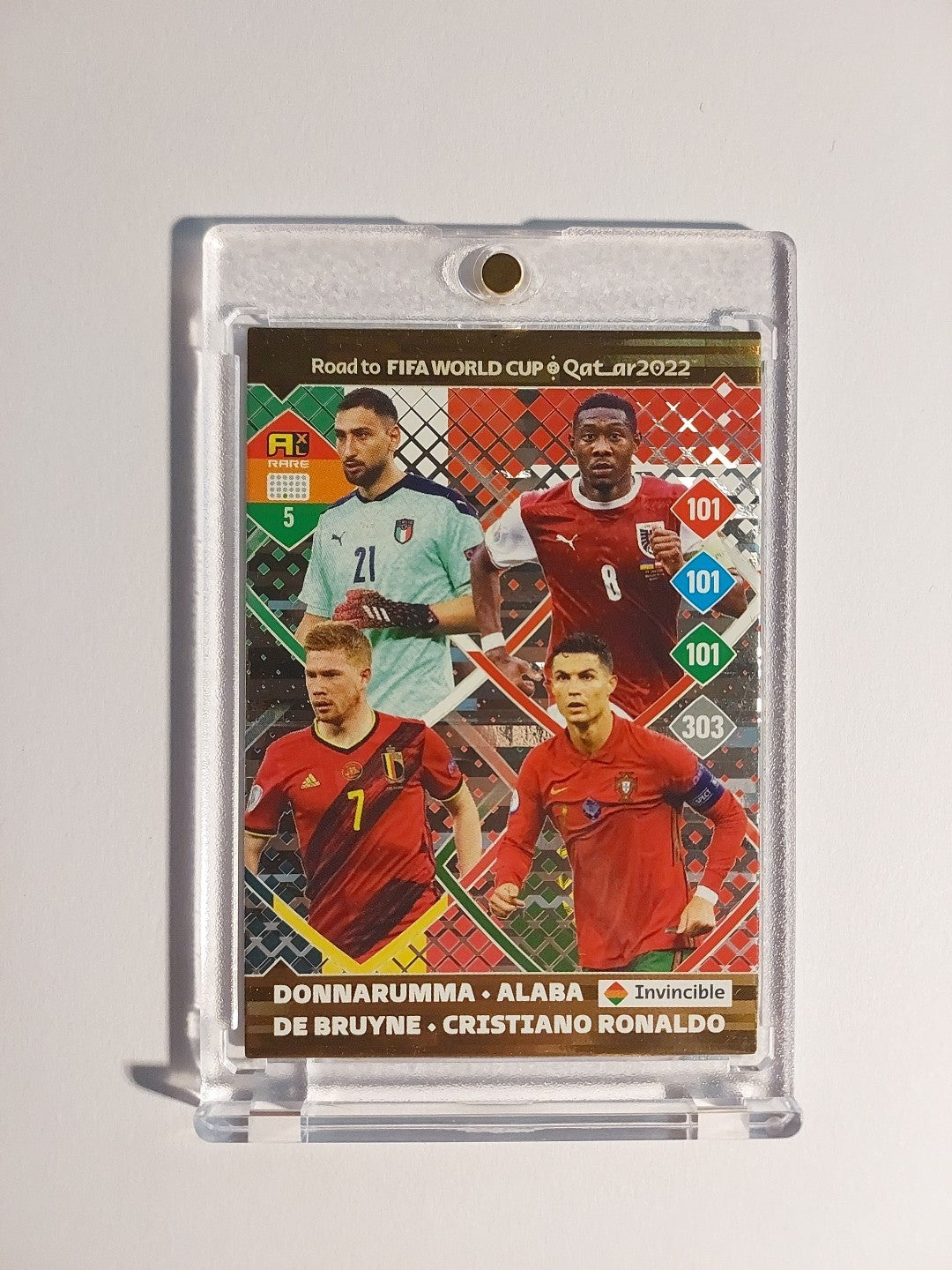 Panini Adrenalyn WM 2022 Ronaldo Alaba De Bruyne Invincible Parallel Refractor – Bild 1