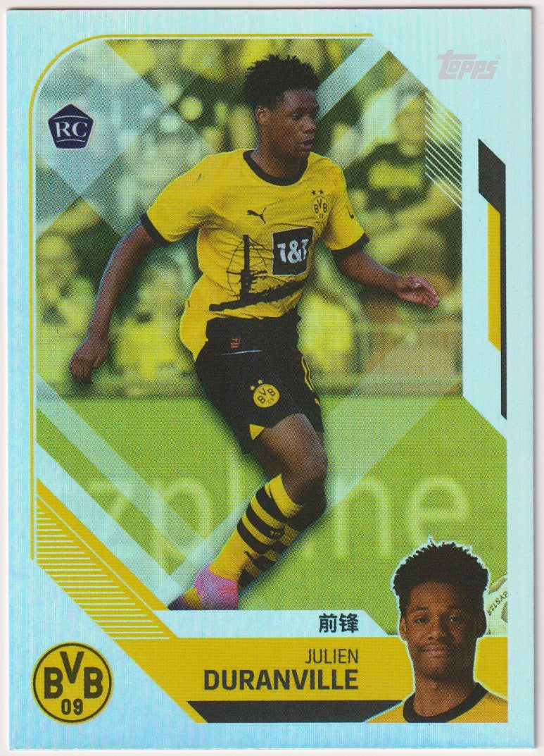 Topps Dortmund 2023-24 Julien Duranville Rookie BVB Parallel Rare Refractor – Bild 1