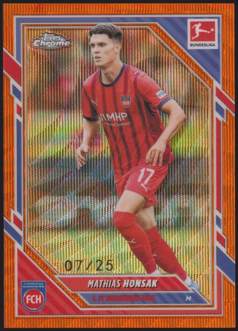 Topps Chrome 2025-26 Mathias Honsak FC Heidenheim 1846 Parallel 7/25 Refractor – Bild 1