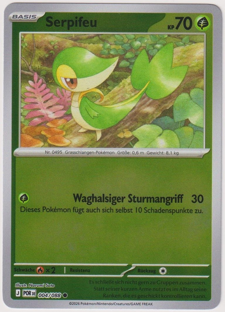 Pokemon TCG Snivy #4/088 Common (C) Reverse Holo Deutsch 2026 – Bild 1