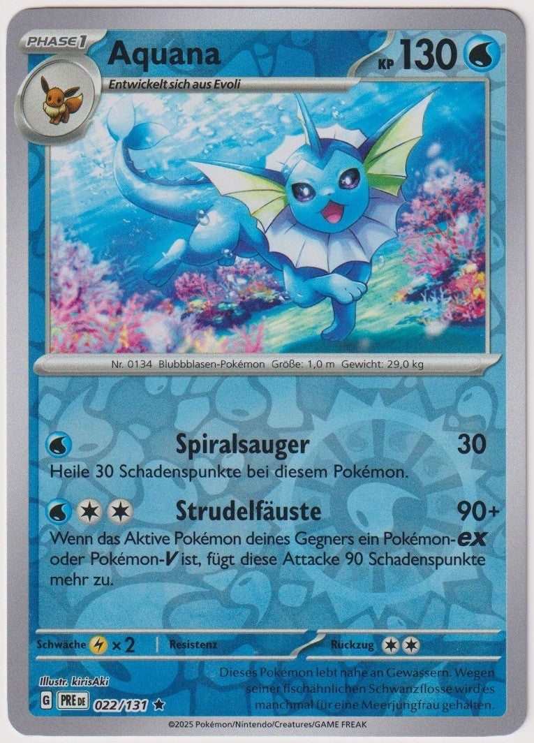 Pokemon TCG Vaporeon #22/131 Rare (R) Reverse Holo Deutsch 2025 – Bild 1