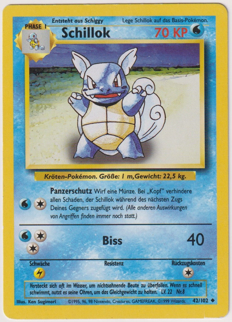 Pokemon TCG Wartortle #42/102 Uncommon (U) Non-Holo Deutsch 1999 – Bild 1