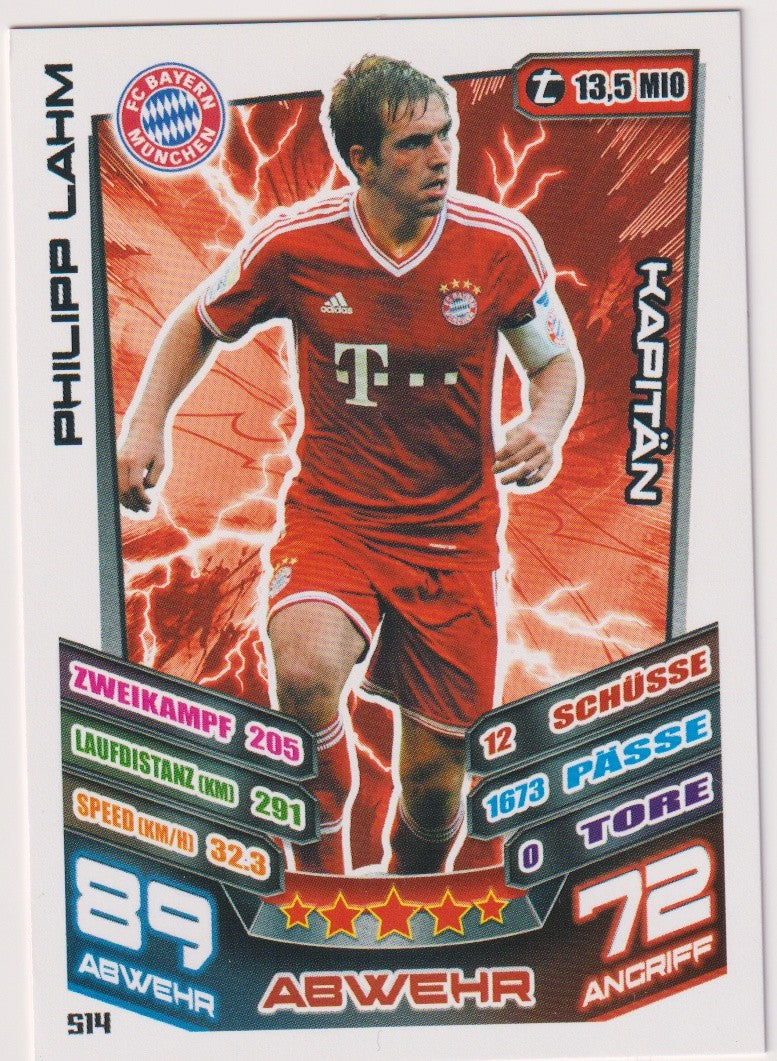 Topps Match Attax Philipp Lahm FC Bayern München Parallel Rare 514 – Bild 1