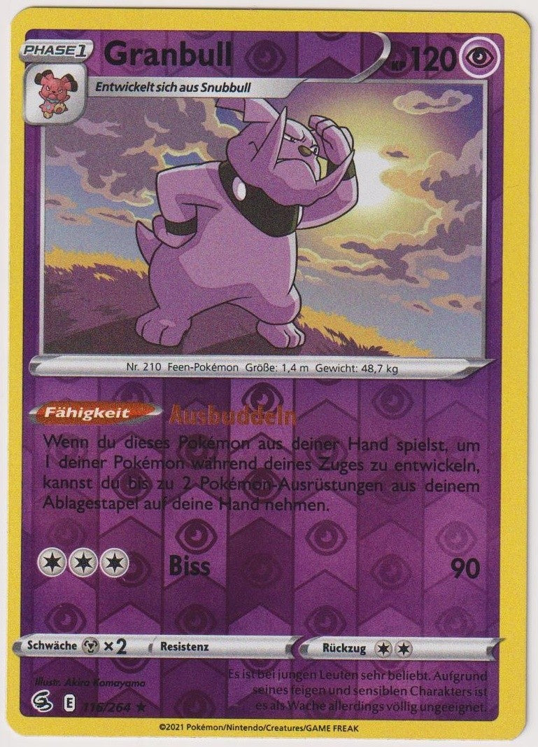 Pokemon TCG Granbull #116/264 Rare (R) Reverse Holo Deutsch 2021 – Bild 1