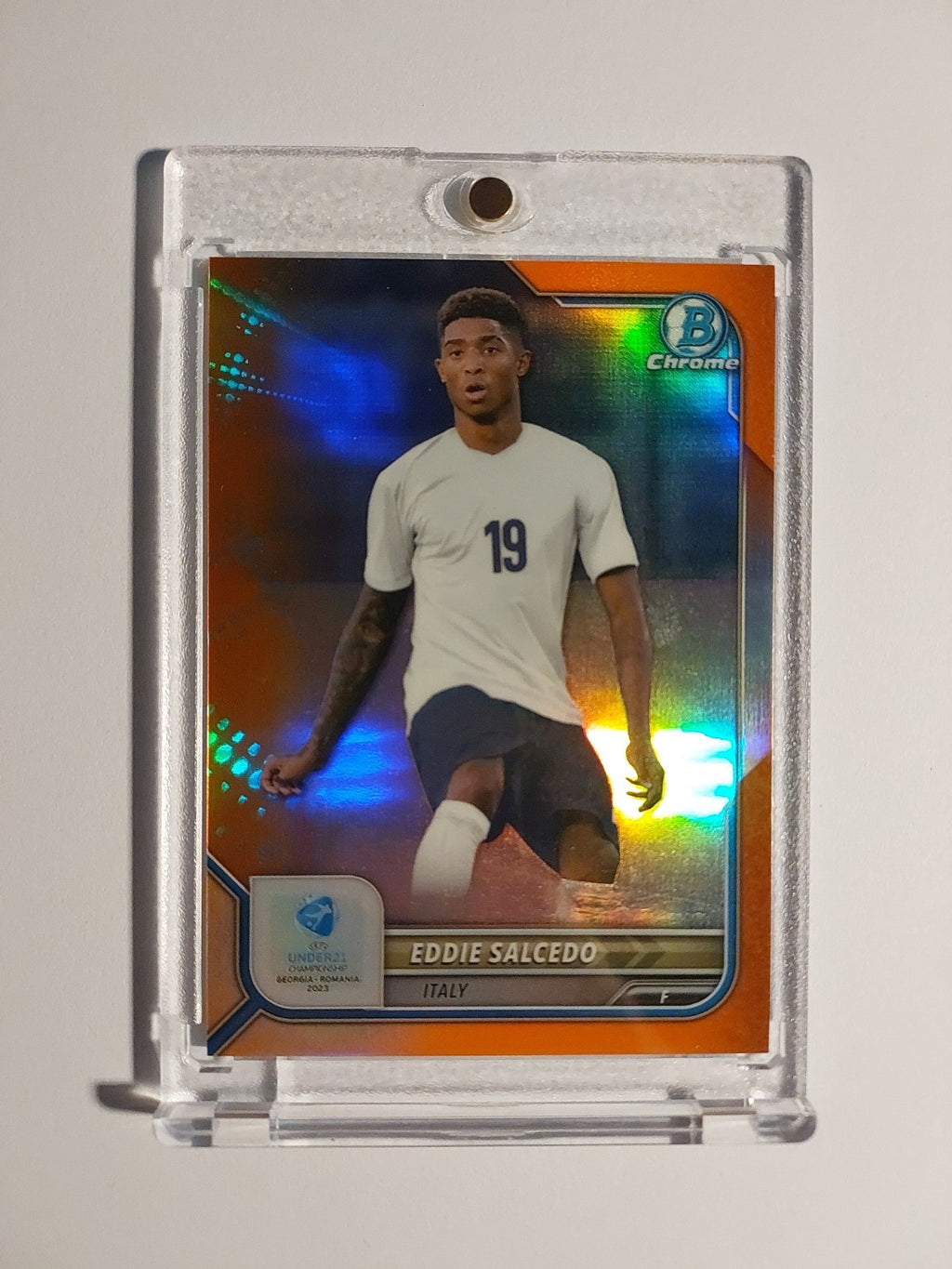Topps U21 Chrome 2021-22 Eddie Salcedo Italien Parallel 16/75 Orange Refractor – Bild 1