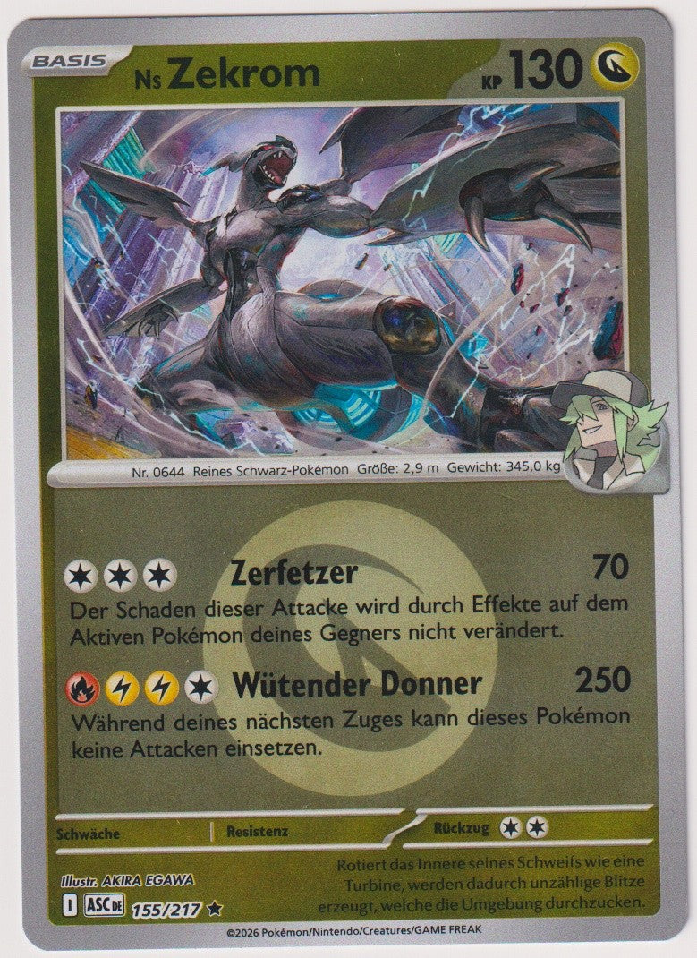 Pokemon TCG Ns Zekrom #155/217 Rare (R) Reverse Holo Deutsch 2026 – Bild 1