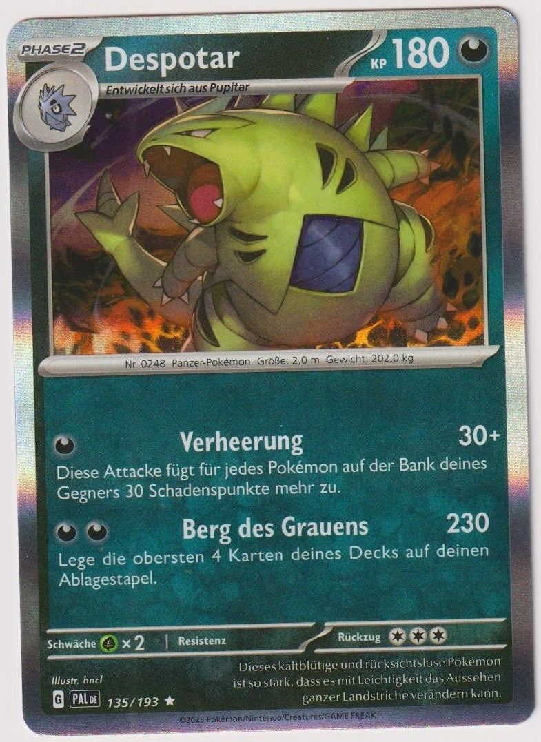 Pokemon TCG Tyranitar #135/193 Rare (R) Holo Deutsch 2023 – Bild 1