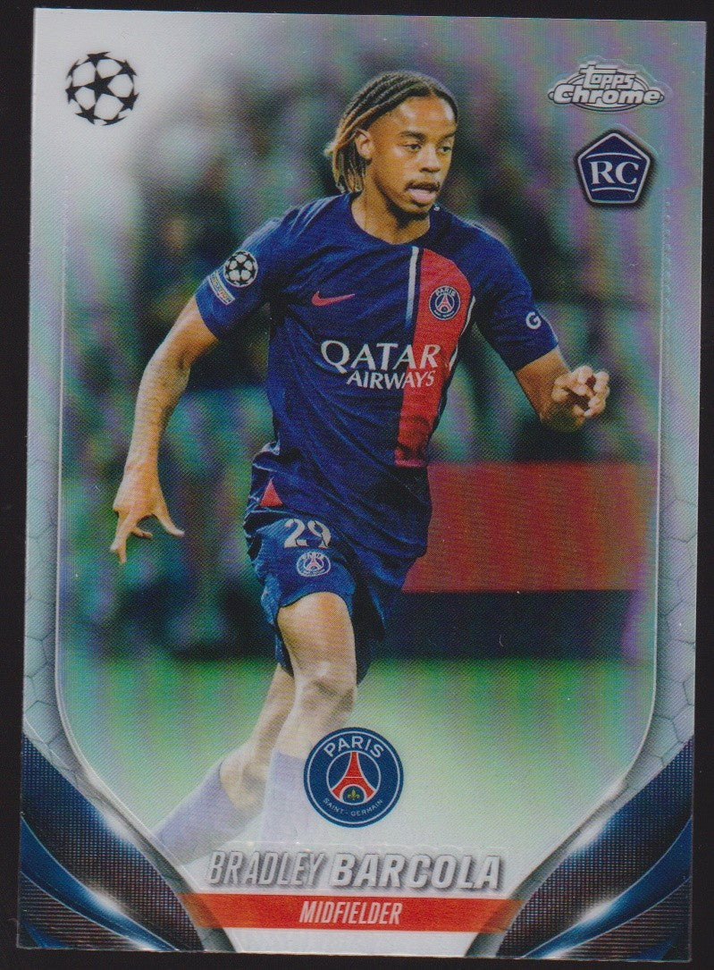Topps Chrome 2023-24 Bradley Barcola Rookie Paris Saint-Germain Parallel – Bild 1