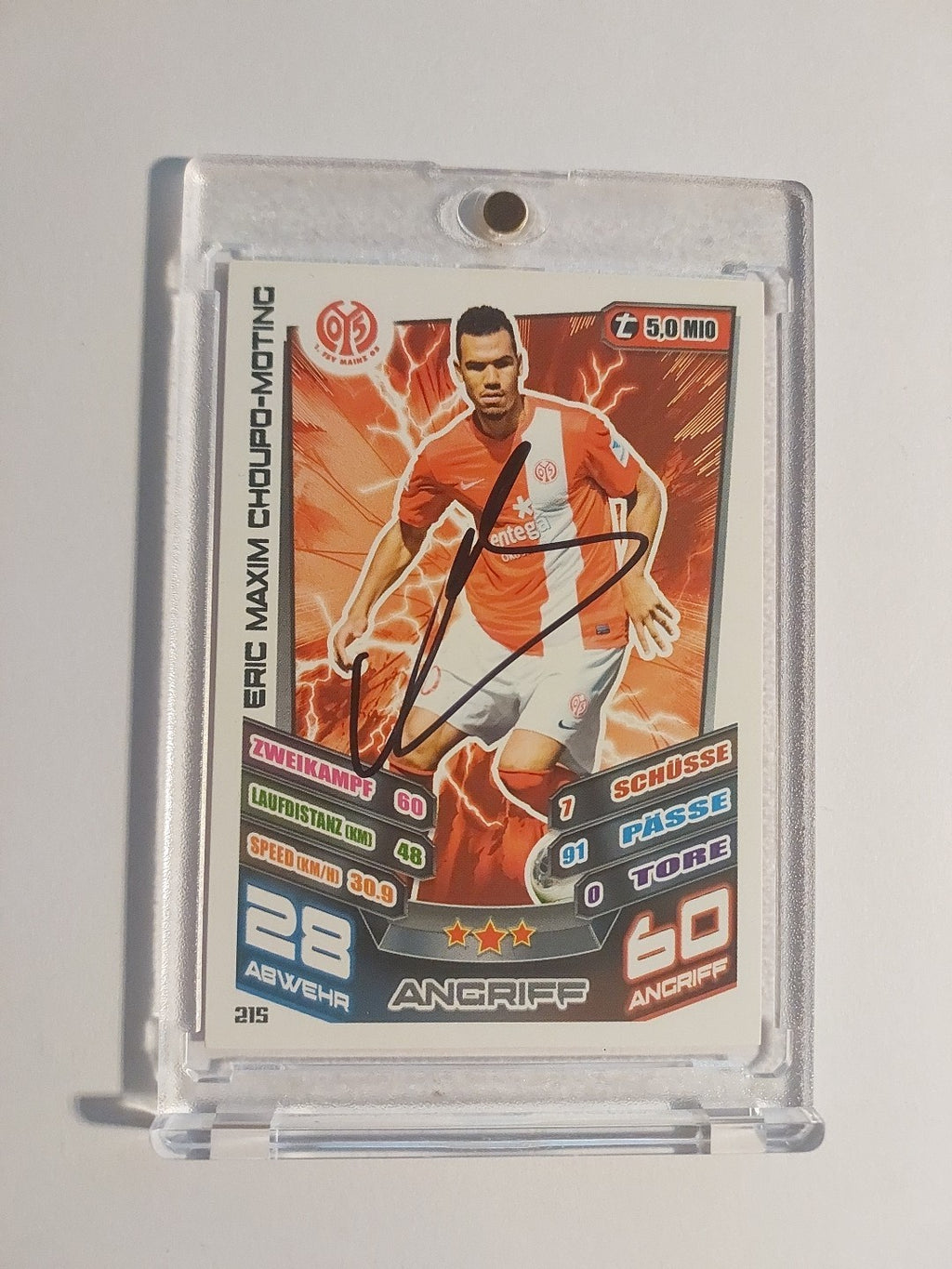 Topps 2014-15 Eric Maxim Choupo-Moting Mainz On Card Auto Parallel Ultra Rare – Bild 1